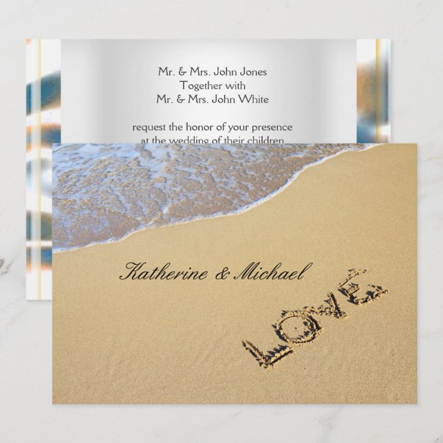 Invitación de boda de playa elegante (Anverso / Reverso)