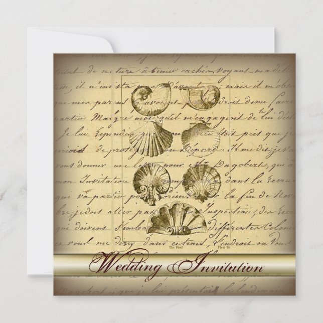 Invitación de boda de playa elegante romántica con (Anverso)
