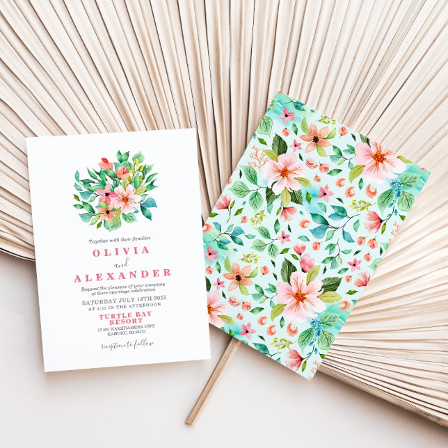 Invitación de boda de playa floral tropical (Subido por el creador)