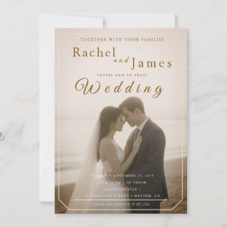 Invitación de boda de playa moderna con código QR