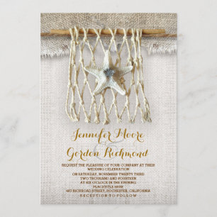 invitación de boda de playa rústica