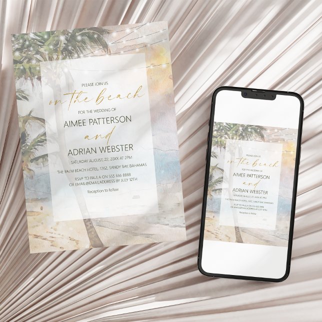 Invitación de boda de playa tropical moderna (Subido por el creador)