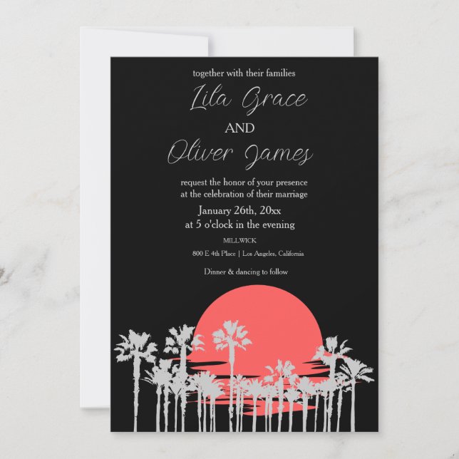 Invitación de boda de playa tropical moderna en el (Anverso)