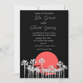 Invitación de boda de playa tropical moderna en el