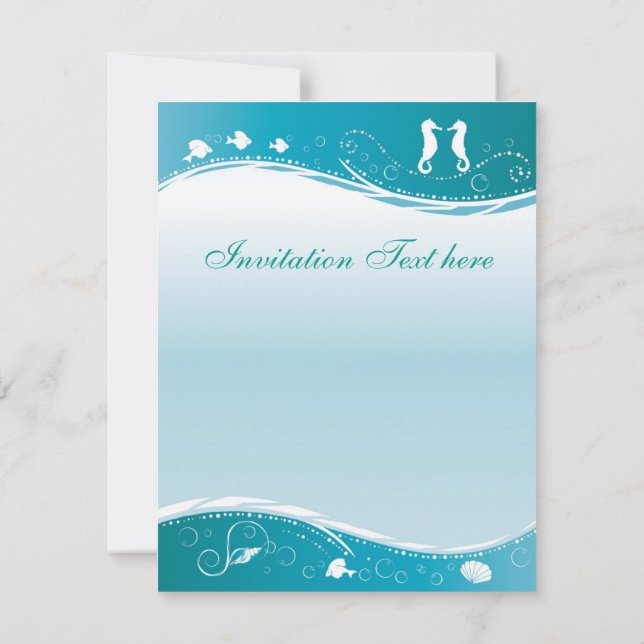 Invitación de boda de playa turquesa (Reverso)