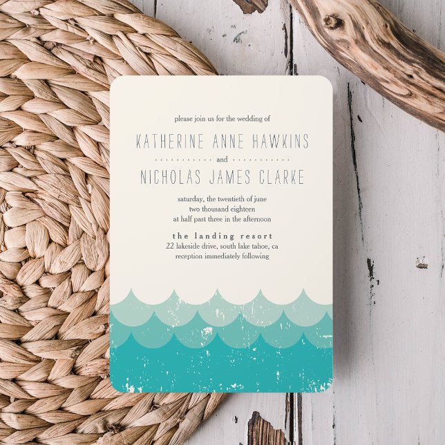 Invitación de boda de playa Vintage Waves (Subido por el creador)