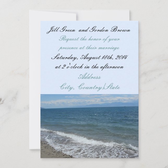 Invitación de boda de playa y olas del océano (Anverso)