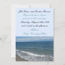 Invitación de boda de playa y olas del océano