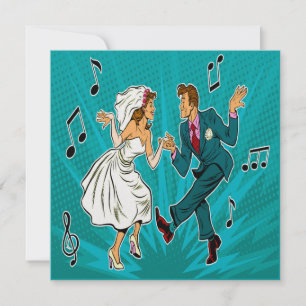 Invitación de Boda de Pop Art Bailando Jitterbug