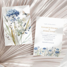 Invitación de Boda de Pradera Botánica Azul