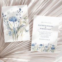 Invitación de Boda de Pradera de Flor Silvestre Az