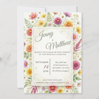 Invitación de boda de pradera de flores silvestres
