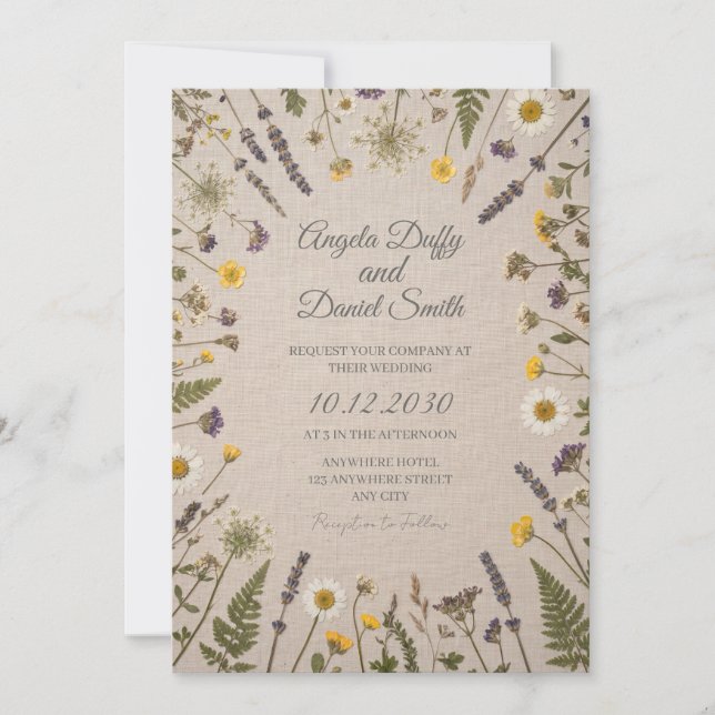 Invitación de Boda de Pradera de Margarita Silvest (Anverso)