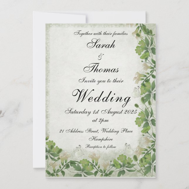 Invitación de boda de pradera vicoriana (Anverso)