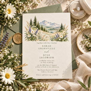 Invitación de boda de prado de montaña campestre