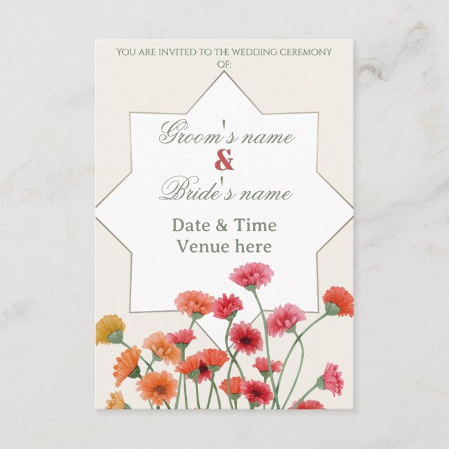 Invitación de boda de prado floral vibrante (Anverso)