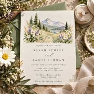 Invitación de boda de prado montañoso rústico