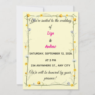 Invitación de boda de prado silvestre de flores am