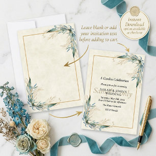Invitación de boda de presupuesto en blanco verde