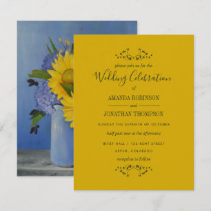 Invitación de boda de primavera con girasoles