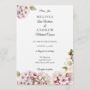 Invitación de boda de primavera de flor de cerezo