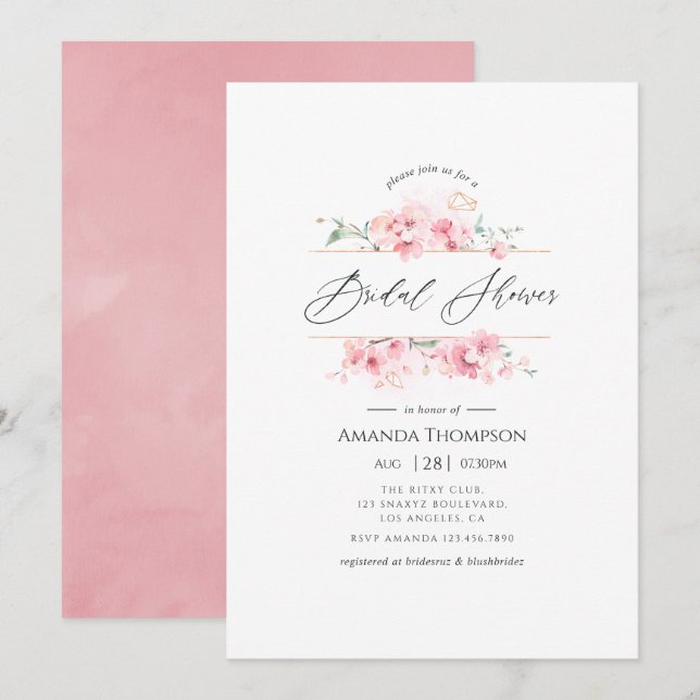 Invitación de boda de primavera geométrica flor de (Anverso / Reverso)