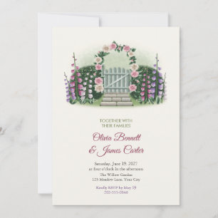 Invitación de boda de puerta de jardín de campo y
