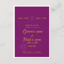 : Invitación de boda de púrpura real y dorado