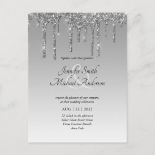 INVITACIÓN DE BODA DE Purpurina DE PLATA DE presup