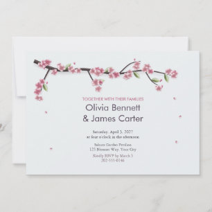 Invitación de boda de rama de cerezo pintada