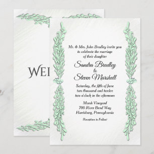 Invitación de boda de ramitas de verde menta