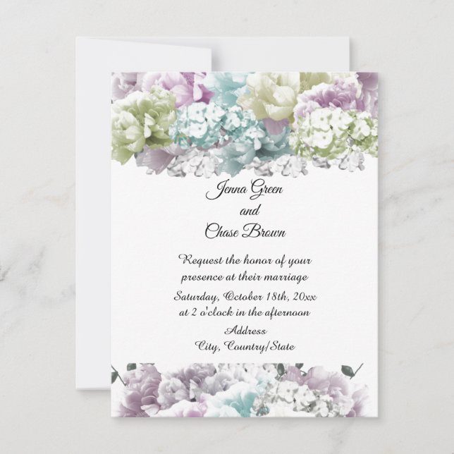 Invitación de boda de ramo pastel mixto (Anverso)