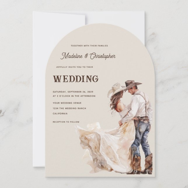 Invitación de boda de rancho occidental (Anverso)