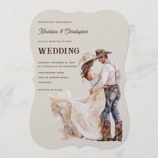 Invitación de boda de rancho occidental (Anverso)
