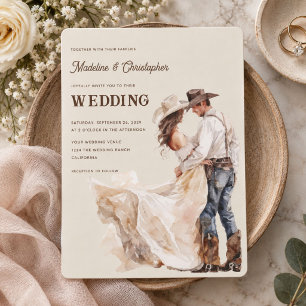 Invitación de boda de rancho occidental