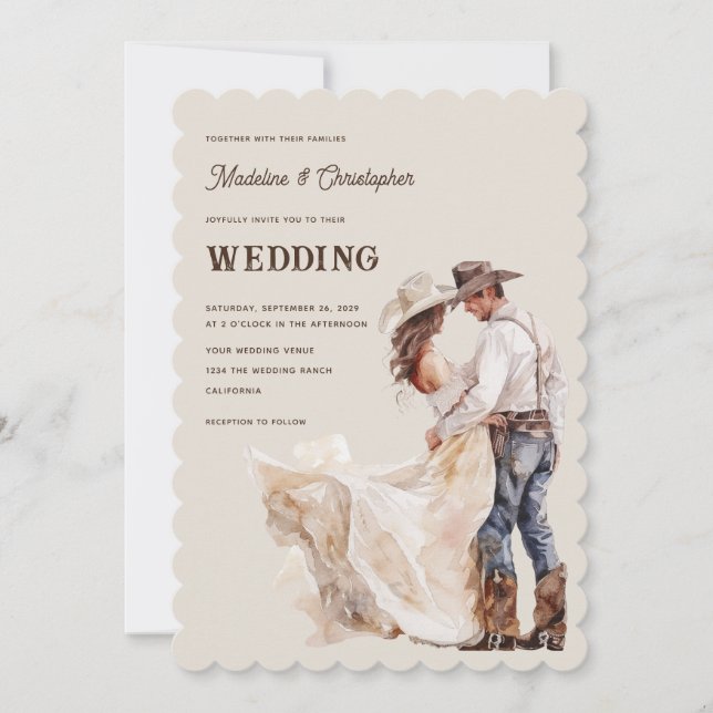 Invitación de boda de rancho occidental (Anverso)