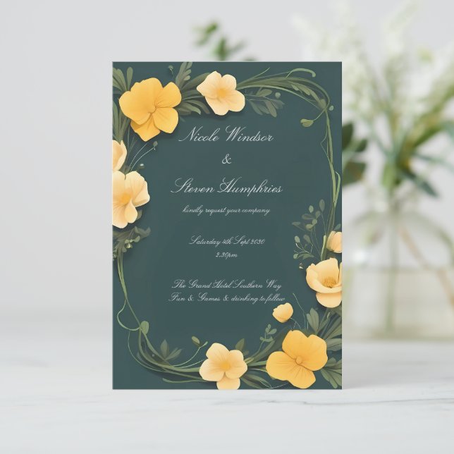 Invitación de boda de ranúnculo en flor para siemp (Anverso de pie)