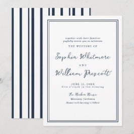 Invitación de boda de raya náutica de la marina