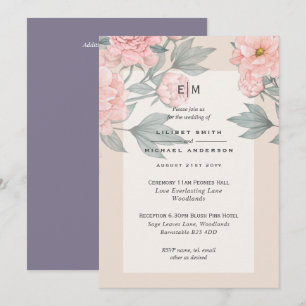 Invitación de Boda de Recepción de Lilas y Peonías