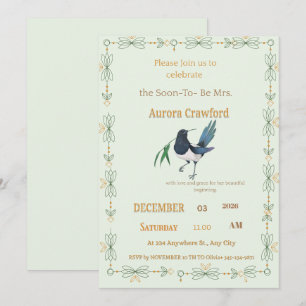 Invitación de boda de regadera de paloma botánica 