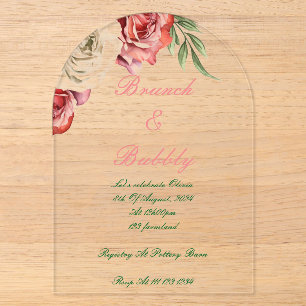 Invitación de boda de regadera floral Borgoña Botá