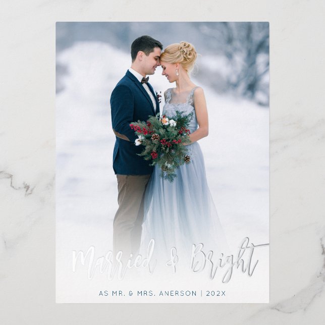 invitación de boda de Relieve metalizado con letra (Anverso)