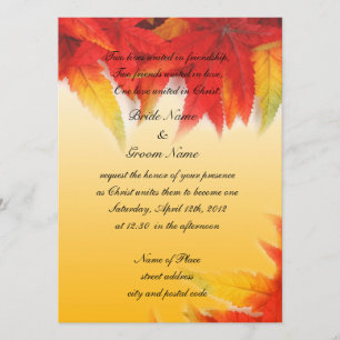 Invitación de boda de religión, hojas rojas caídas