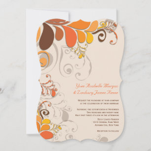 Invitación de boda de remolinos florales de otoño