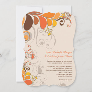 Invitación de boda de remolinos florales de otoño