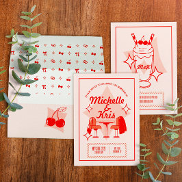Invitación de boda de restaurante retro