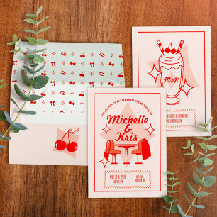 Invitación de boda de restaurante retro