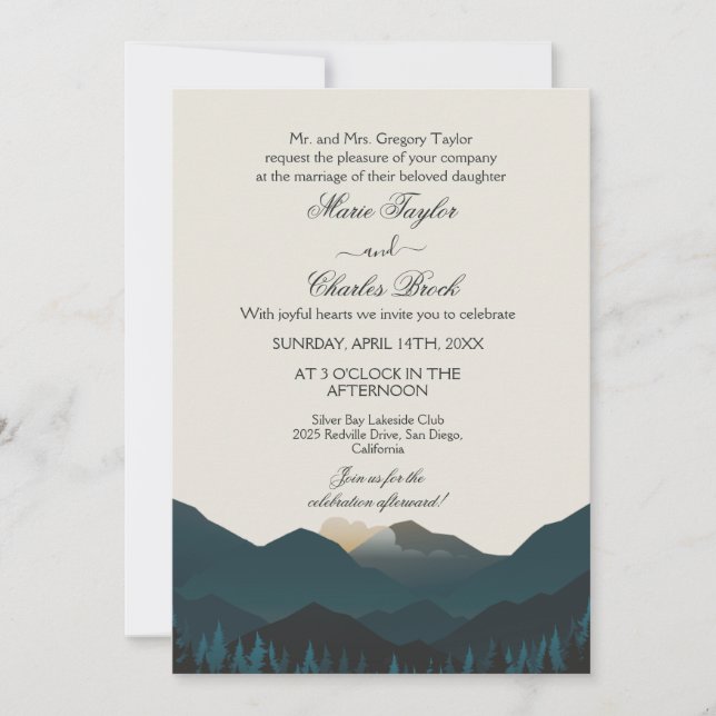 Invitación de Boda de Retiro de Montaña (Anverso)