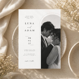 Invitación de boda de retrato de arco minimalista 