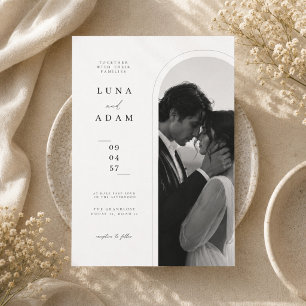 Invitación de boda de retrato de arco minimalista